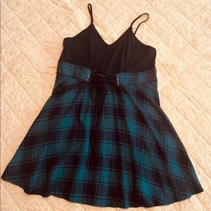 Shein corset front black and green plaid cami dress. Size 18. Never worn.